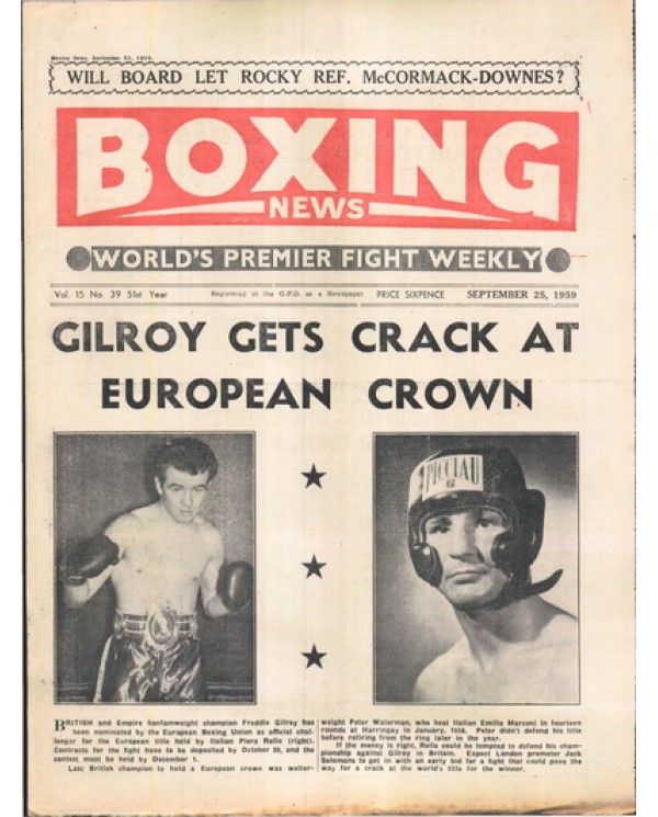 Boxing News magazine 25.9.1959 Download pdf