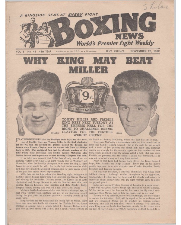 Boxing News magazine  26.11.1952