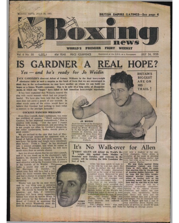 Boxing News magazine 26.7.1950 Download pdf