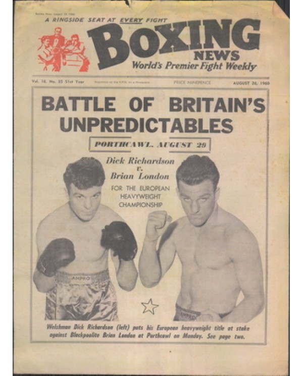 Boxing News magazine 26.8.1960 Download pdf