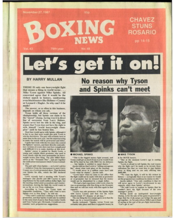 Boxing News magazine 27.11.1987 Download pdf