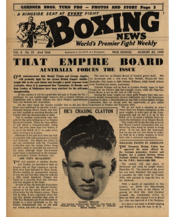 Boxing News magazine 27.8.1952 Download pdf