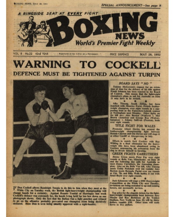 Boxing News magazine 28.5.1952 Download pdf