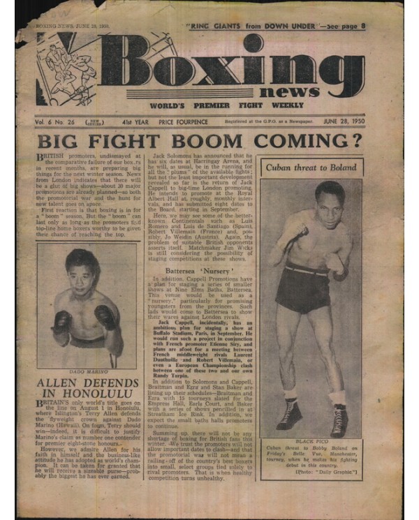 Boxing News magazine 28.6.1950 Download pdf