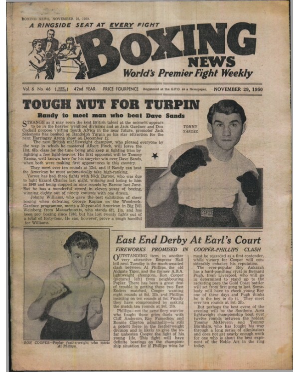 Boxing News magazine 29.11.1950 Download pdf