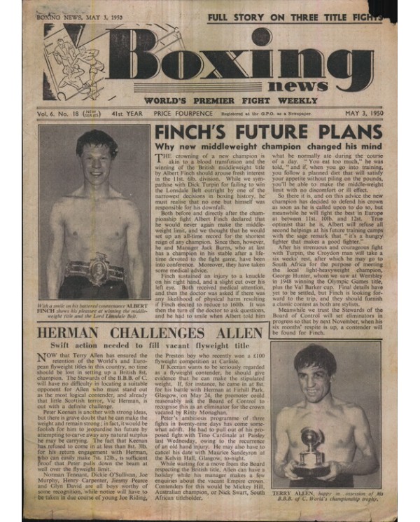 Boxing News magazine 3.5.1950 Download pdf