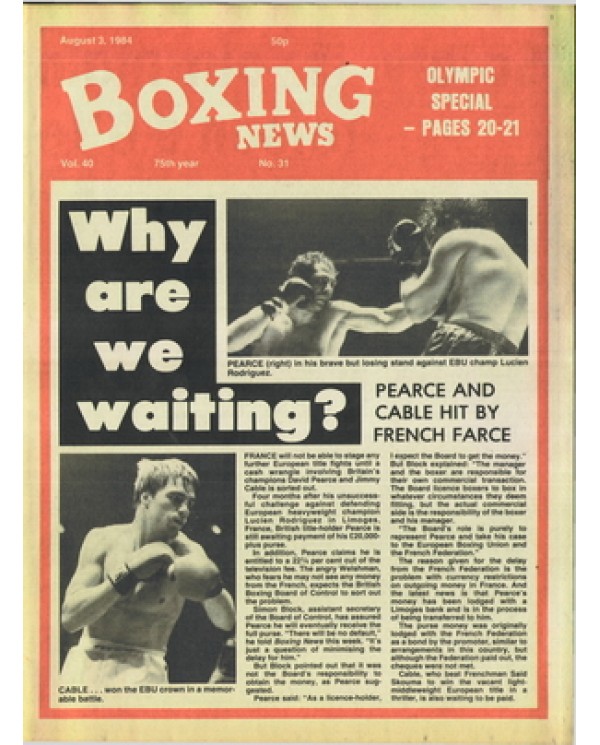 Boxing News magazine 3.8.1984 Download pdf