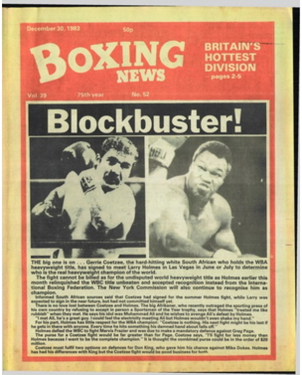 Boxing News magazine 30.12.1983 Download pdf