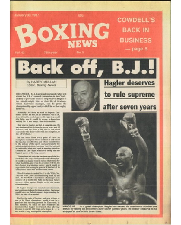 Boxing News magazine 30.1.1987 Download pdf