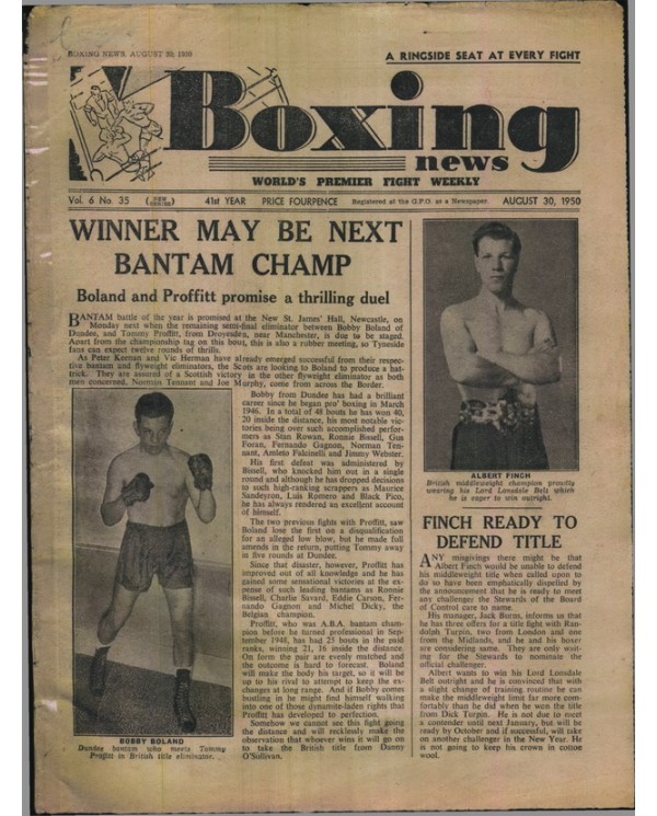 Boxing News magazine 30.8.1950 Download pdf