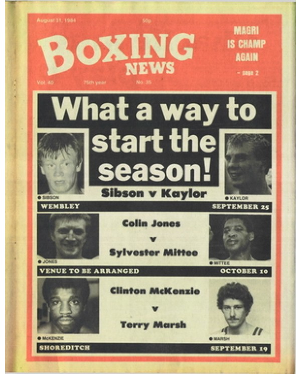 Boxing News magazine 31.8.1984 Download pdf