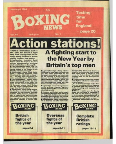 Boxing News magazine 6.1.1984 Download pdf