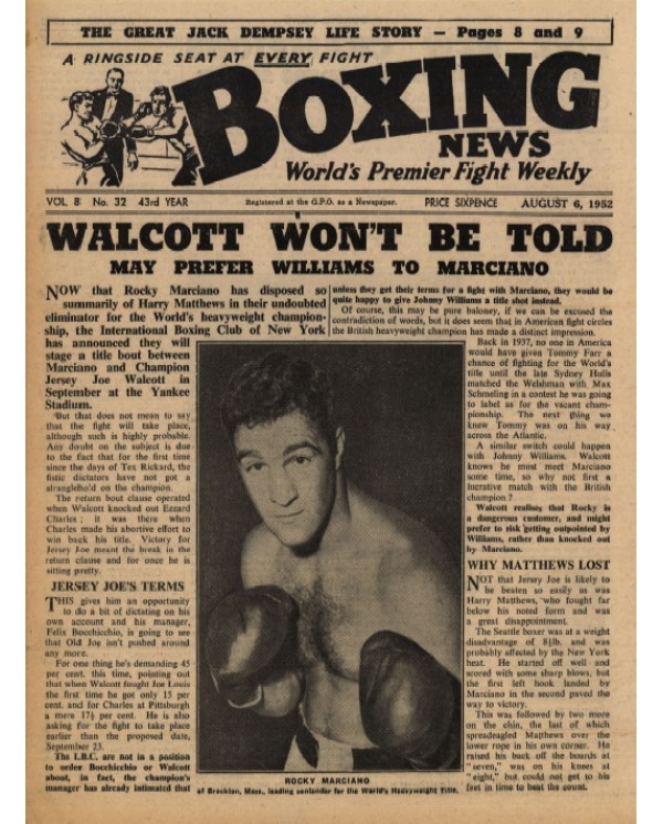 Boxing News magazine 6.8.1952 Download pdf