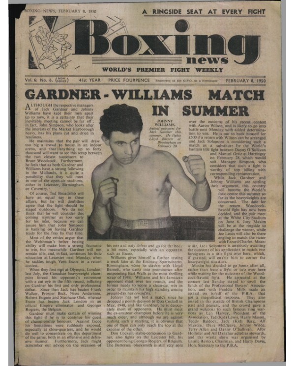 Boxing News magazine 8.2.1950 Download pdf